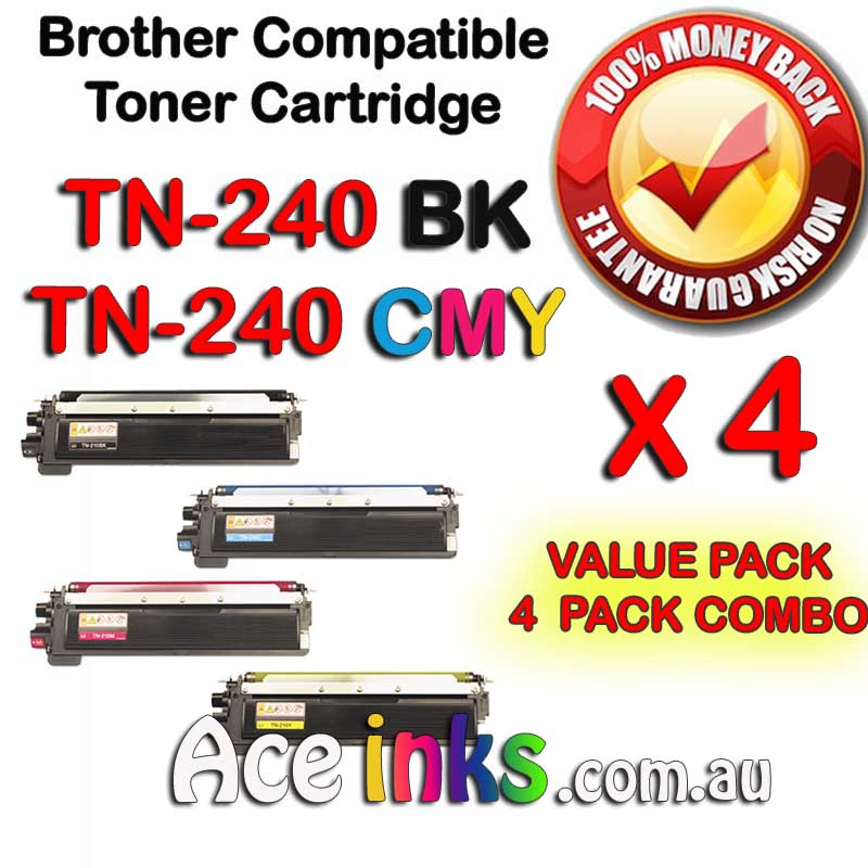 4 Combo Pack Compatible Brother TN-240 BK / TN-240 C/M/Y